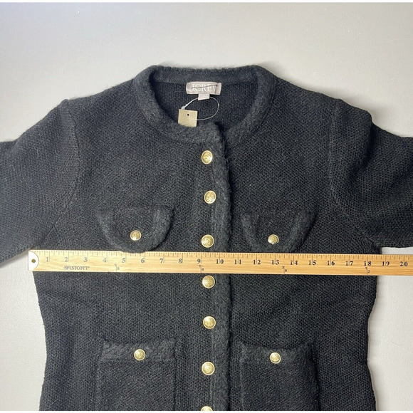 J Crew Textured Sweater Lady Jacket Small Black Gold Relaxed Classic Old Money - Picture 5 of 9